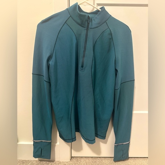 Lululemon Teal Ribbed Running Half Zip Sweater Jacket Size 8 Women’s - Picture 2 of 14